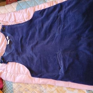 Vintage southern expressions navy blue thick ribbed corduroy jumper dress